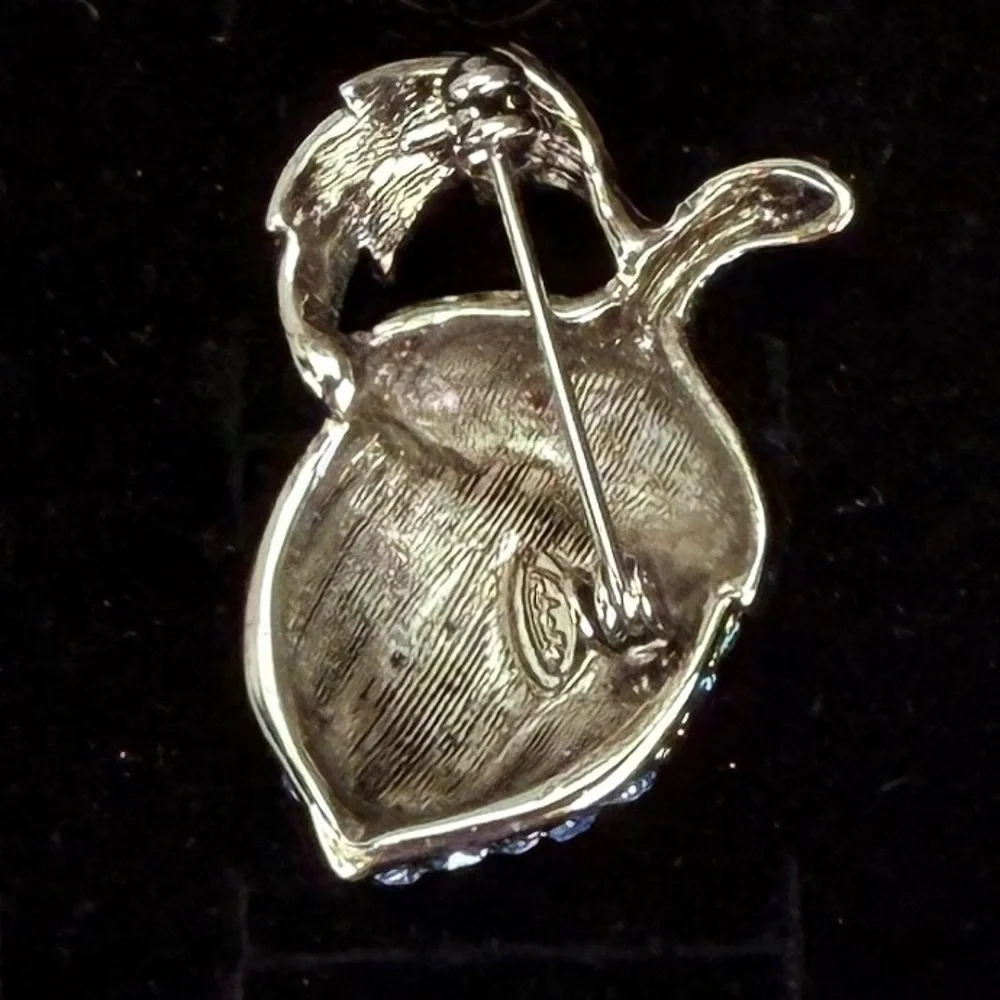 Silvertone and Blue Acorn Brooch Pin